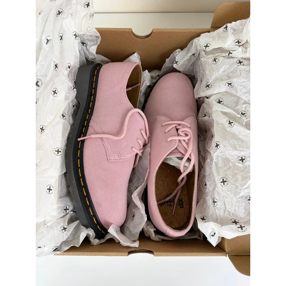 Dr Martens 1461 Iced Chalk Pink Suede Oxford Shoes W10 M9 27558279 Box